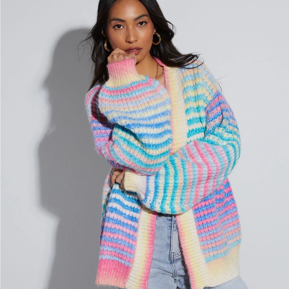 NWOT Gayle Knit Stripe Open Front Cardigan